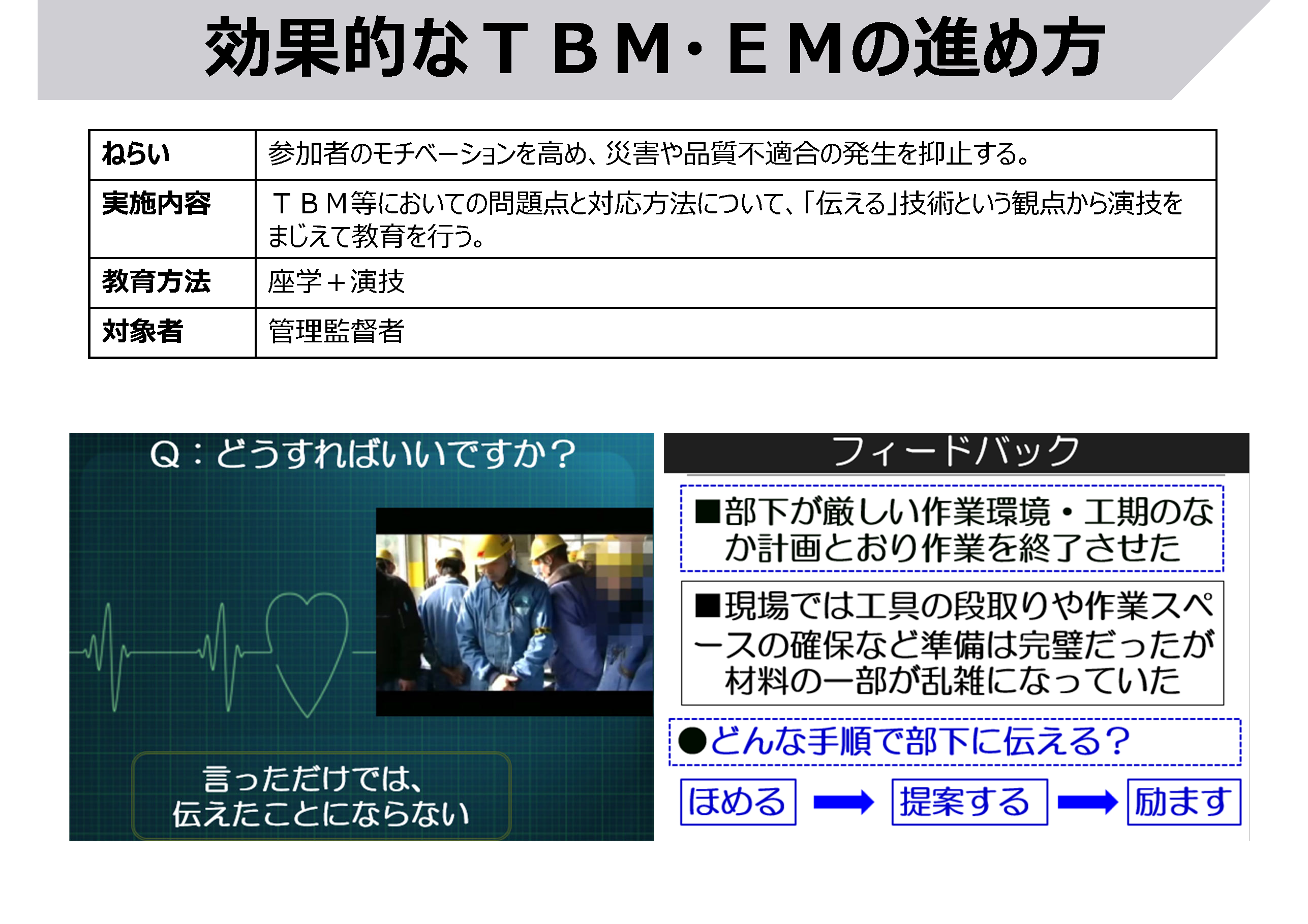効果的な朝礼・TBMの進め方