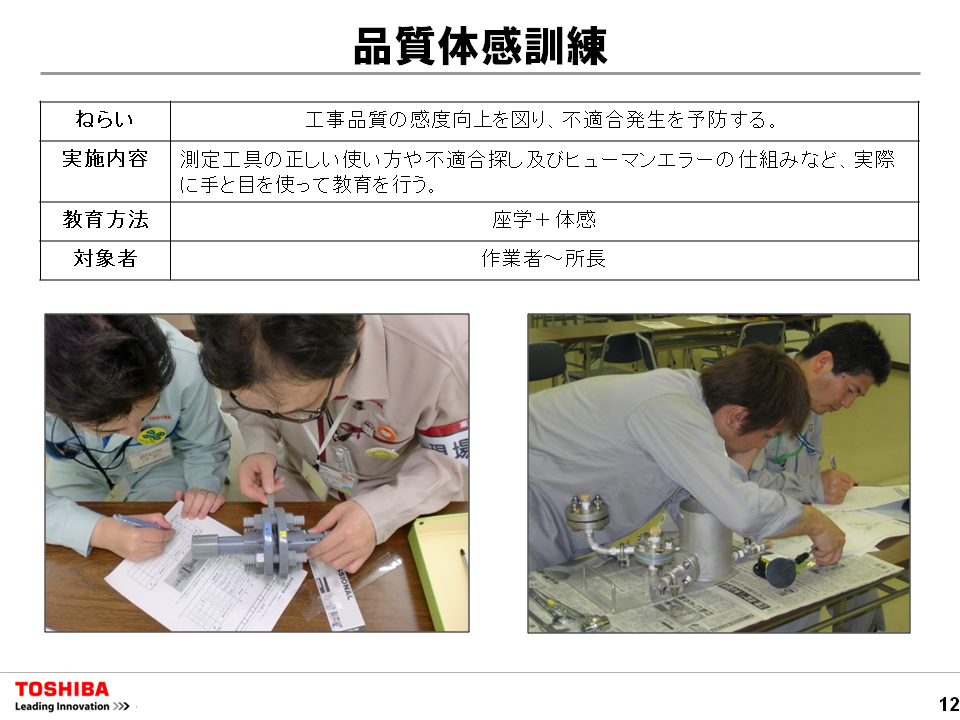 東芝検査ソリューションズ株式会社 品質ソリューション 現場管理教育